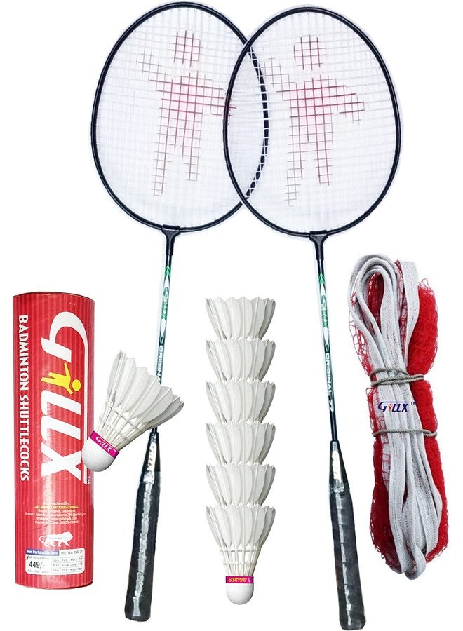 GILLX Badminton Rackets with 6 Feather Shuttle Cocks - Image 1