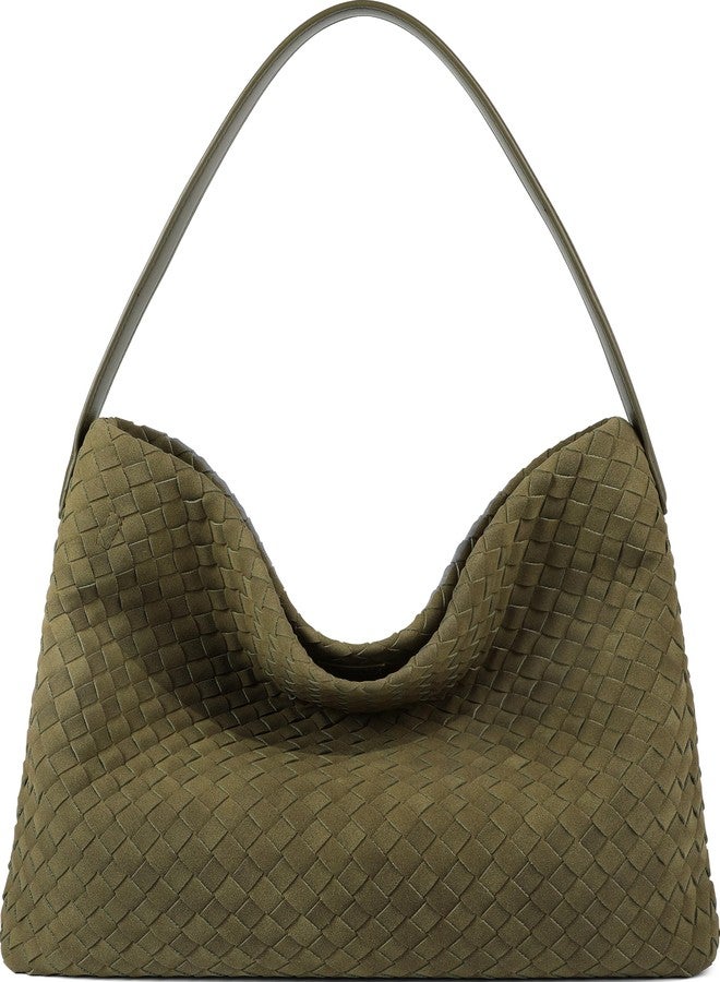 Queenoris Suede Purses Bag for Women, Top Handle Shoulder Bag Vegan Leather Hobo Bag Slouchy Travel Tote Bag Satchel for Work - Image 1
