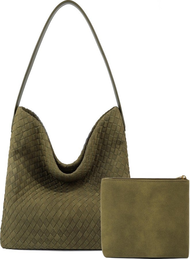 Queenoris Suede Purses Bag for Women, Top Handle Shoulder Bag Vegan Leather Hobo Bag Slouchy Travel Tote Bag Satchel for Work - Image 3