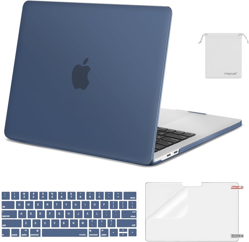 موسيسو حافظة متوافقة مع MacBook Pro 13 بوصة M2 2026 2025 2024 2023 2022-2016 A2338 M1 A2251 A2289 A2159 A1989 A1708 A1706، غلاف بلاستيكي صلب وغطاء لوحة مفاتيح وفيلم شاشة وحقيبة تخزين، أزرق ضبابي - Image 1