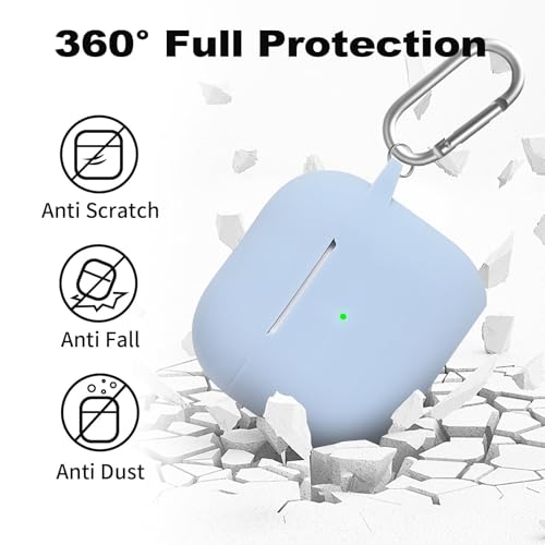 Woyinger for Airpods 4th Case Cover, Come with Cleaner Kit,Soft Skin Silicone Case Cover with Keychain, Full Protective Case for Men and Women, Compatible with AirPods 4th Generation Case,Sky Blue - Image 4