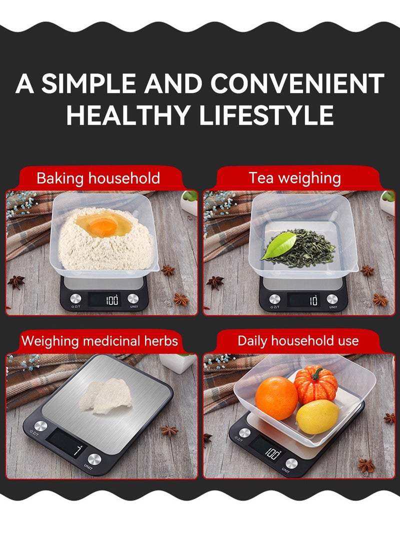 LEOKOR High-Precision Household Kitchen Electronic Scale Front Waterproof LCD Stainless Steel Platform Scale（5kg/1g）  - Image 3