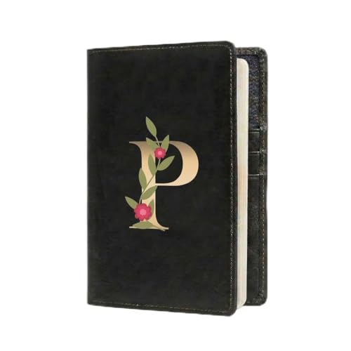 The Messy Corner Blossom |Personalized Vegan Leather Passport Cover| – |Travel Organizer| with Name Initials | Card Slots | Handcrafted Gift for Men & Women | Black - Image 1