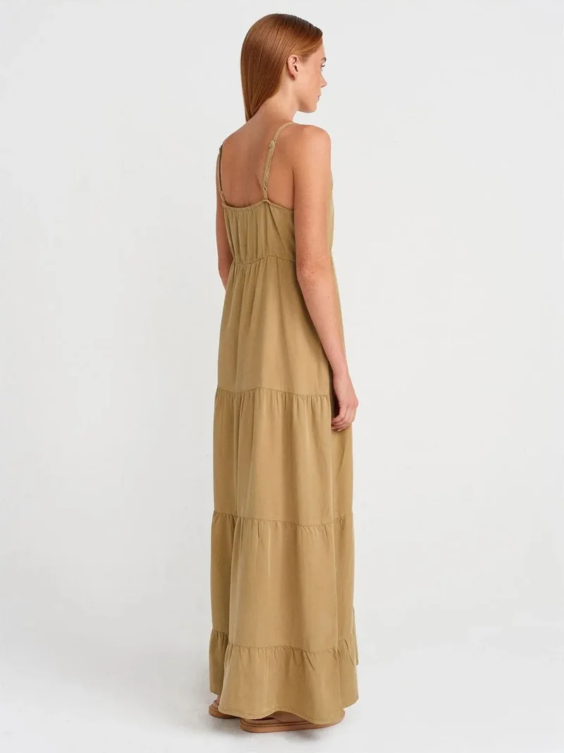 ديلفين DILVIN Sleeveless Tencel Crepe Maxi Dress