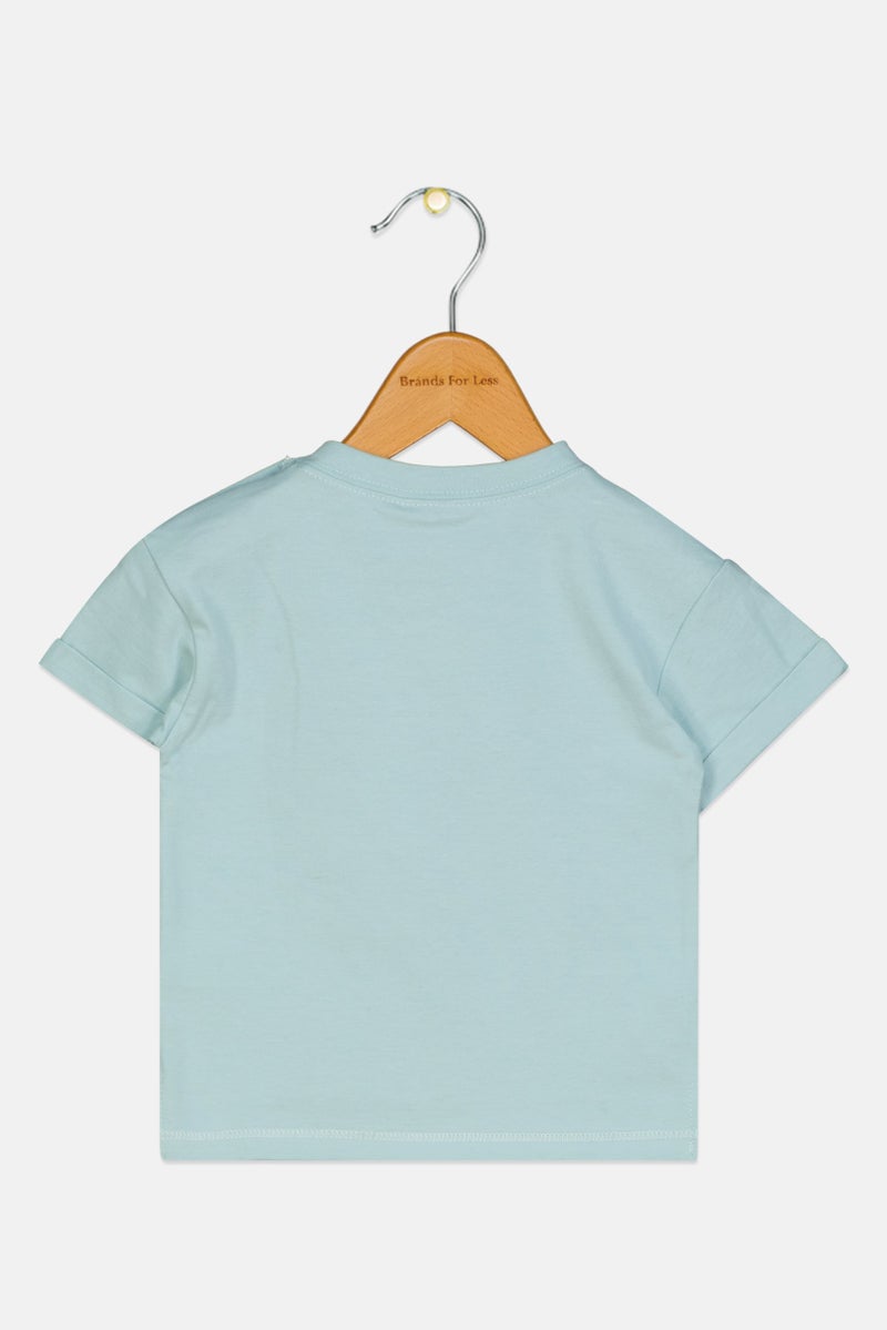 First Wave Toddlers Boy Short Sleeves Graphic Print Tee, Mint Green - Image 2