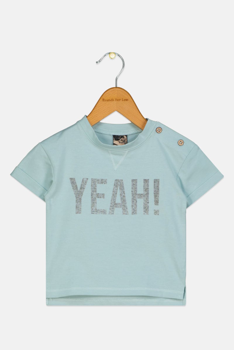 First Wave Toddlers Boy Short Sleeves Graphic Print Tee, Mint Green - Image 1