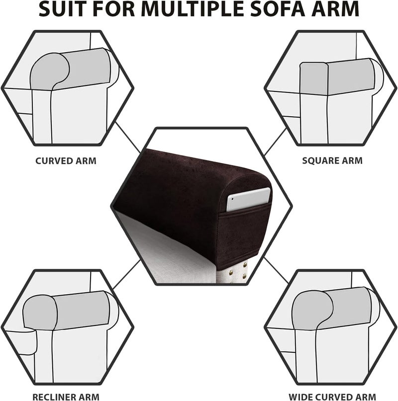 ANARACHON مجموعة أغطية أذرع الأريكة بمظهر جلدي من ، تتكون من قطعتين، لحماية أذرع الأريكة والكراسي، مصنوعة من قماش الإسباندكس المقاوم للماء والتنظيف، بلون شوكولاتة (متوسطة الحجم). - Image 5