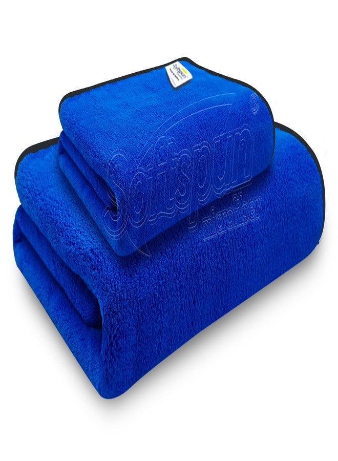 SOFTSPUN Microfiber Wipes Large Baby Towel 2 pc Blue! Ultra Absorbent Super Soft & Comfortable Quick Drying for Men & Women Daily Use Extra Large Size Unisex. - Image 1