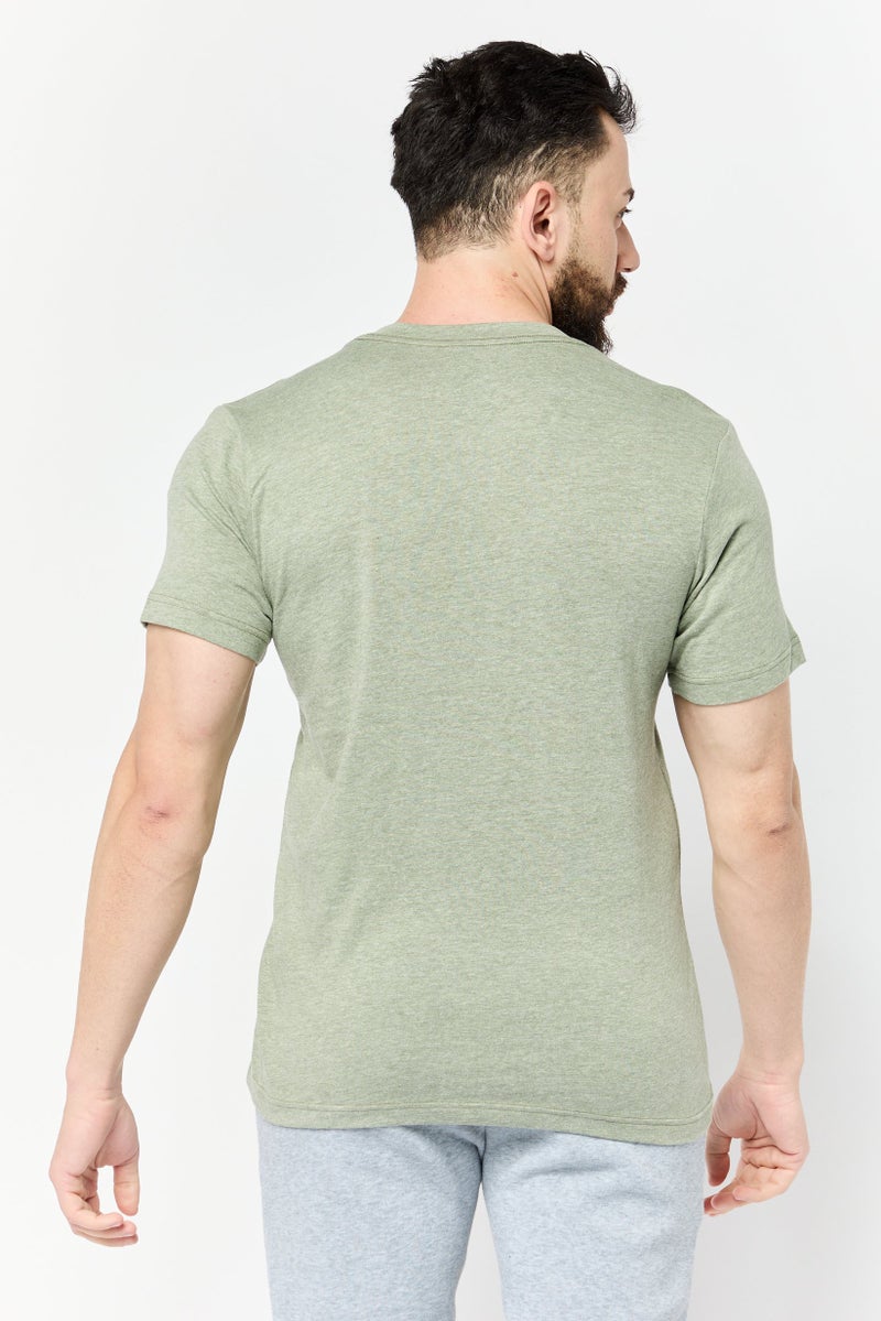 Adidas تي شيرت تدريب قصير الأكمام للرجال، زيتوني هذر - Image 3