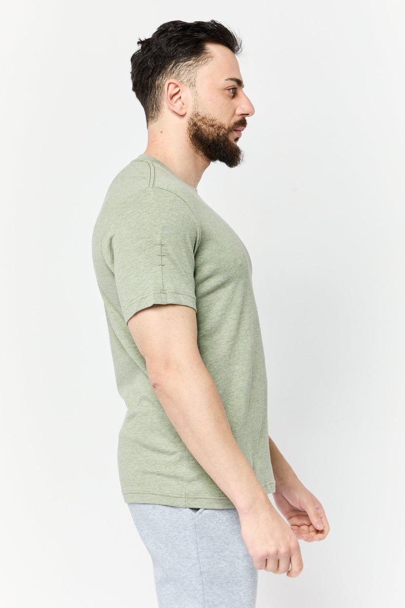 Adidas تي شيرت تدريب قصير الأكمام للرجال، زيتوني هذر - Image 4