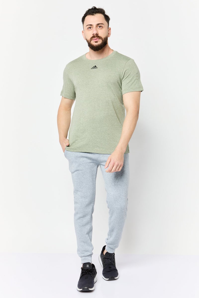 Adidas تي شيرت تدريب قصير الأكمام للرجال، زيتوني هذر - Image 2