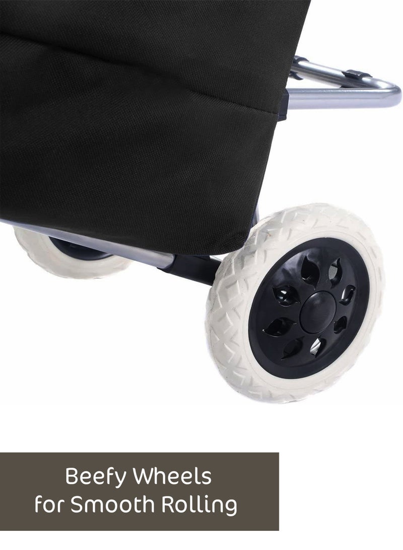 Toshionics Foldable Shopping Trolley Cart with Seat & Wheels | Grocery Shopping Cart Bag with Chair | Heavy Duty Utility Market Trolley | 34L Polyester Storage Bag | 80KG Load Capacity | Model T114707 - Image 4