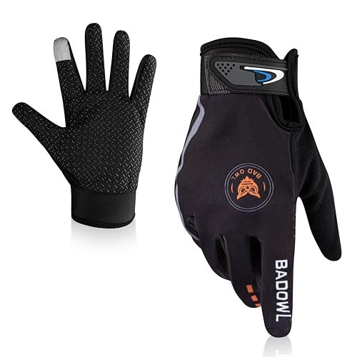 BADOWL Street Hawk Bike Riding Gloves for Men and Women – Full Finger Protection, Non-Slip Grip, Breathable Material, Ideal for Cycling, Motorbike and Outdoor Sports (Black, XL) - Image 1