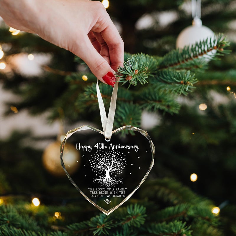SUCHAGIFT Gifts for 40th Wedding Anniversary - 40th Wedding Anniversary Ornament  40 Marriage Ornament - 40 Anniversay Married Gifts - 40 Marriage Gift for Parents  Couple - Glass Ornaments - Image 5