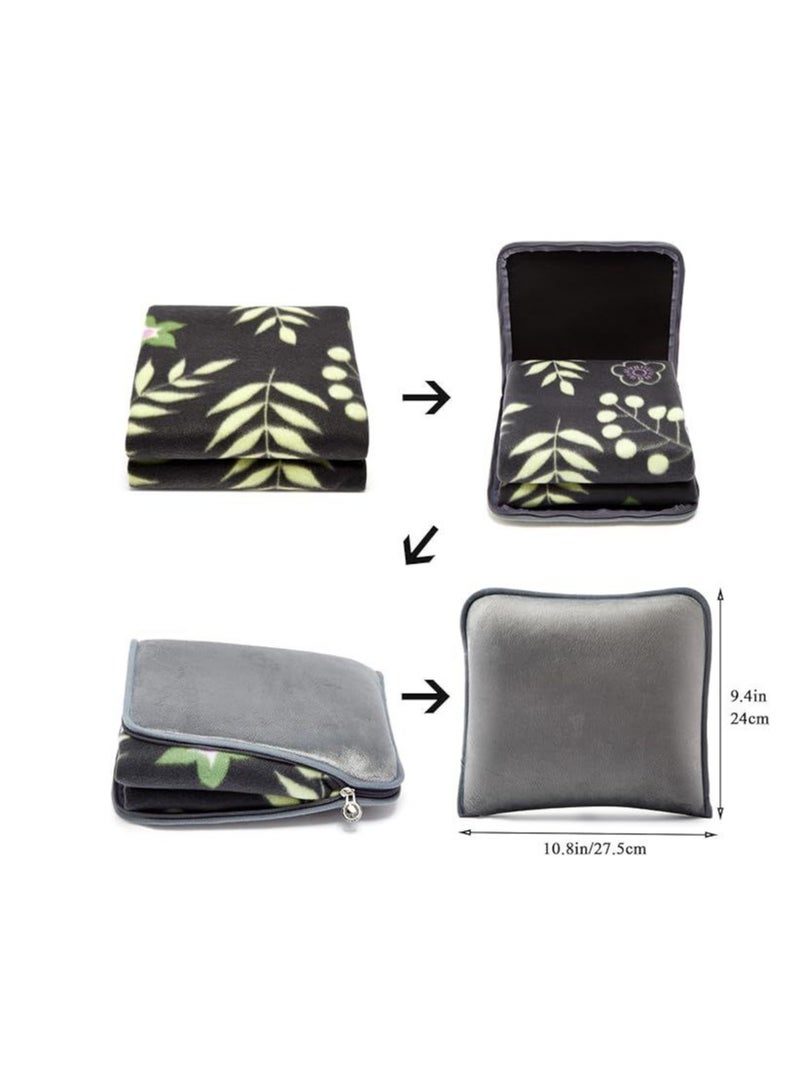 Generic Portable Travel Blanket Airplane Compact With Bag, Fleece Throw Blanket Cozy Soft For Camping Train 60" X 40", Plaid, ( Flower) - Image 2