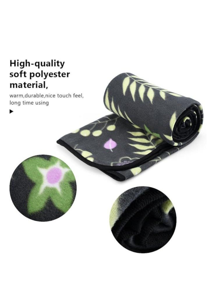 Generic Portable Travel Blanket Airplane Compact With Bag, Fleece Throw Blanket Cozy Soft For Camping Train 60" X 40", Plaid, ( Flower) - Image 3