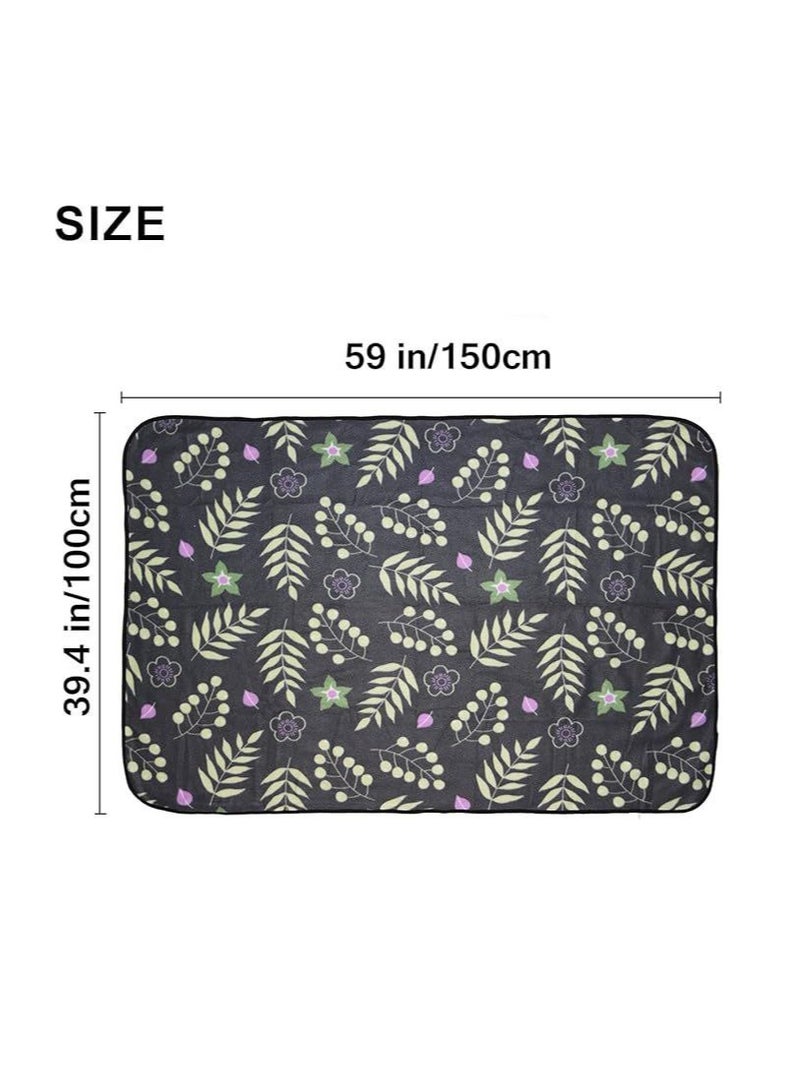 Generic Portable Travel Blanket Airplane Compact With Bag, Fleece Throw Blanket Cozy Soft For Camping Train 60" X 40", Plaid, ( Flower) - Image 4