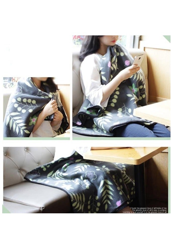 Generic Portable Travel Blanket Airplane Compact With Bag, Fleece Throw Blanket Cozy Soft For Camping Train 60" X 40", Plaid, ( Flower) - Image 5