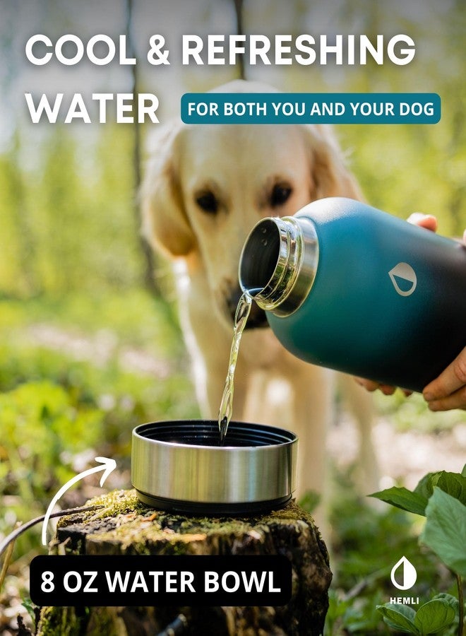 Hemli Dog Water Bottle Insulated Dog Travel Water Bottle Stainless Steel Pet Water Bottle Dispenser Portable Food and Water Bowl for Dogs with Carrying Case for Walking Dog Travel Kit… (Green Blue, 32 oz) - Image 4
