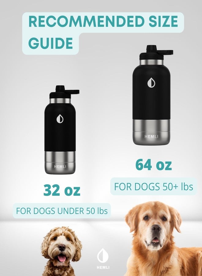 Hemli Dog Water Bottle Insulated Dog Travel Water Bottle Stainless Steel Pet Water Bottle Dispenser Portable Food and Water Bowl for Dogs with Carrying Case for Walking Dog Travel Kit… (Green Blue, 32 oz) - Image 5