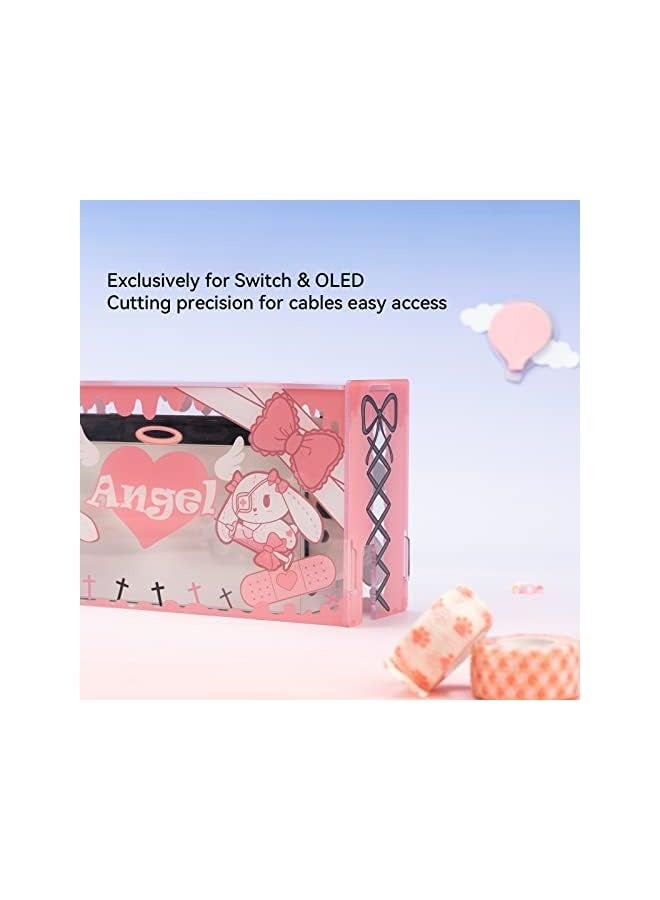 PROMASS Acrylic Clear Dust Display Box Cover for Switch/OLED Dock, Assemble Waterproof Cover Case Compatible with Nintendo Switch/OLED Charging Dock Accessories - Bunny - Image 3