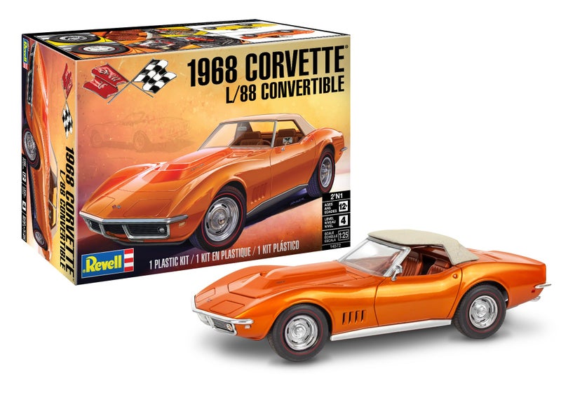 Revell 14572 â€™68 Corvette L/88 Convertible 2â€™N1 1:25 Scale 142-Piece Skill Level 4 Model Building Kit - Image 1