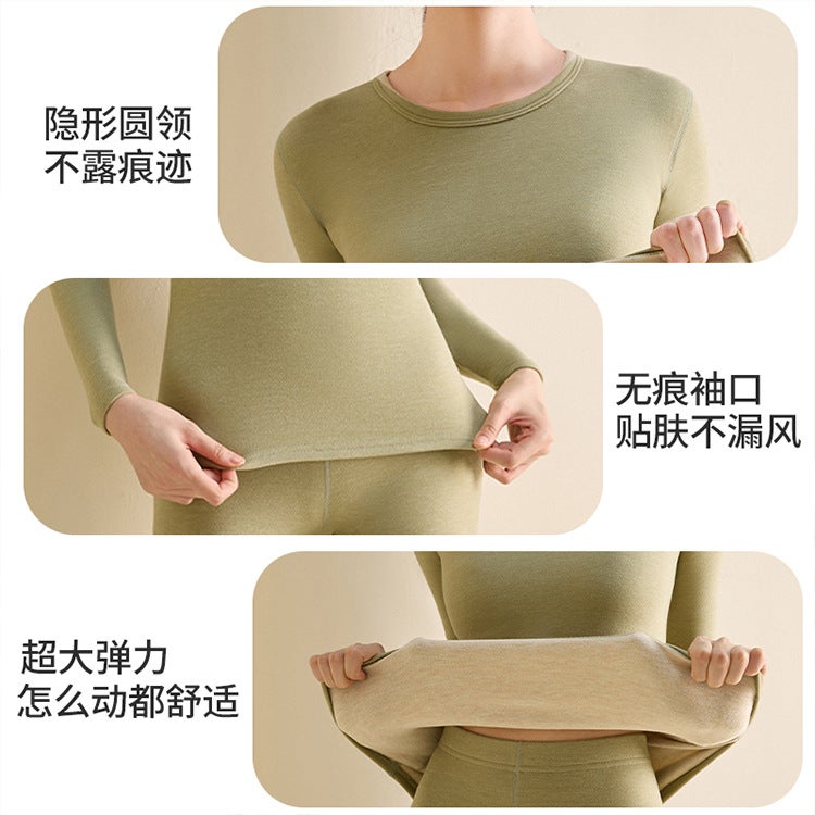 Winter 3.0 German Cashmere Thermal Clothing For Women, Body-Shaping Thickened Base Layer, Long-Sleeved Fleece-Lined Thermal Underwear Set - Image 5
