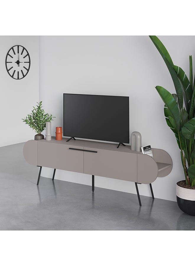 Mourah Home Capsule Tv Cabinet Up To 65'' Inch Tvs 2Door And 2Tier Storage Cabinet Tv Units For Living Room| 195X37.4X57.5 Cm | Light Mocha - Image 2