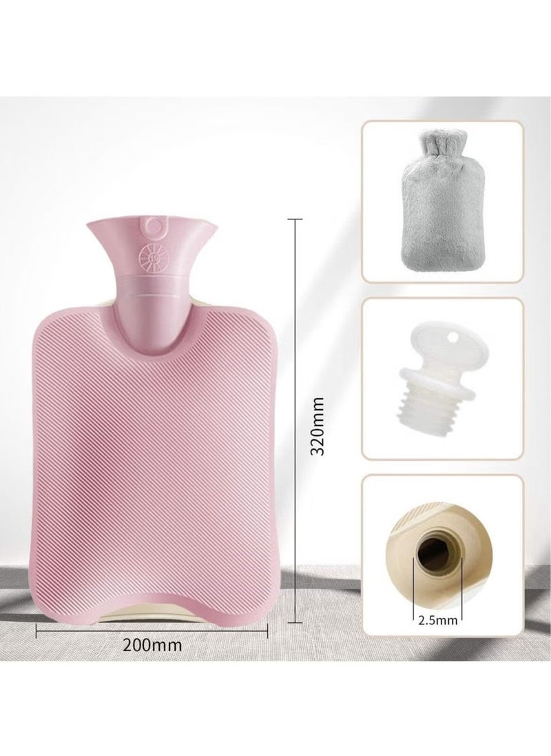 Beauenty 1000ML Hot Water Bottle with Soft Cover Leakproof Hot Water Bag Long Plush Warm Hand Pouch Reusable Hot Water Pouch for Women and Girl Portable Hot Water Bag for Office Home Bed  - Image 5