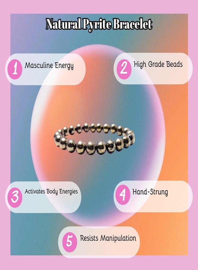 DHYANARSH Pyrite Beads Bracelet - Astronomy Jewelry, AAA Natural Stone Beads 8mm - Image 2