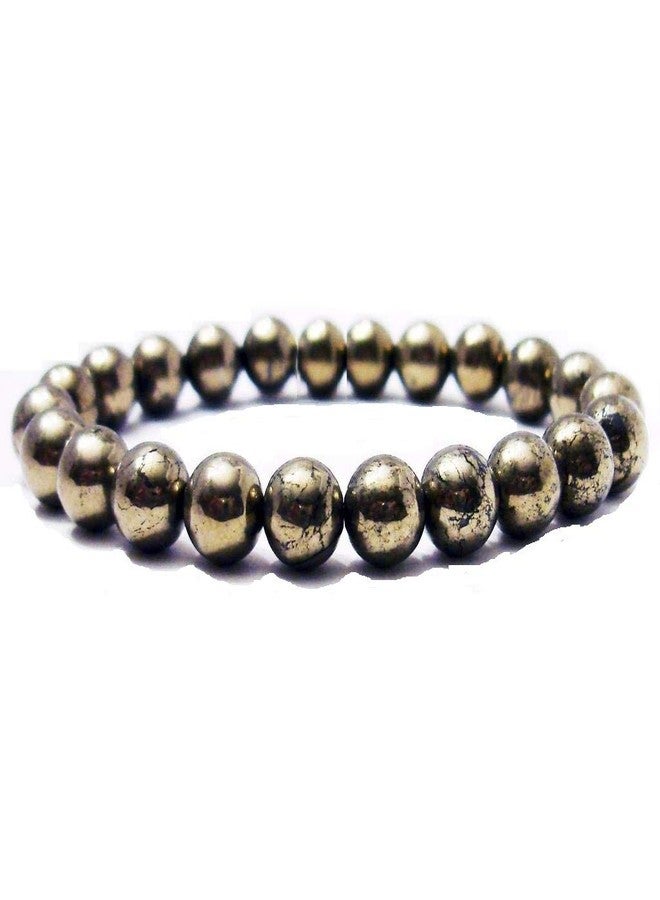 DHYANARSH Pyrite Beads Bracelet - Astronomy Jewelry, AAA Natural Stone Beads 8mm - Image 1