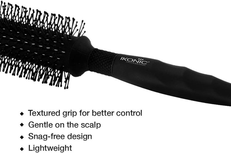 IKONIC Professional Carbon Fibre Roller Brush with Ionic Technology, Anti Frizz Styling, Curling, Volumizing & Waves for Women & Men, All Hair Types, Heat Resistant, Salon & Personal Use - CFB 25 - Image 3