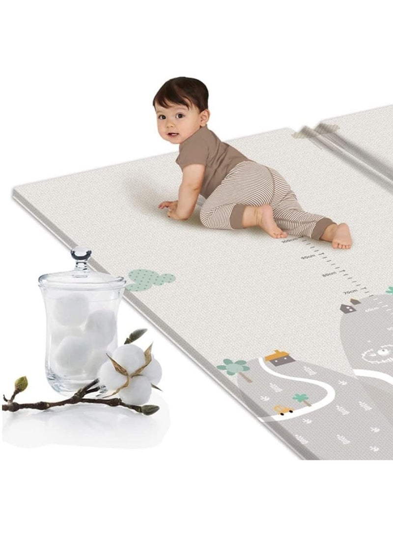 Baby Play Mat, 200 * 180 * 1CM Waterproof Non-Slip Large Reversible Playmat Crawling Mat, Extra Thick Soft Baby Playmats for Playing or Camping Mat Bedroom Living Room Plush Carpet Area (B) - Image 4