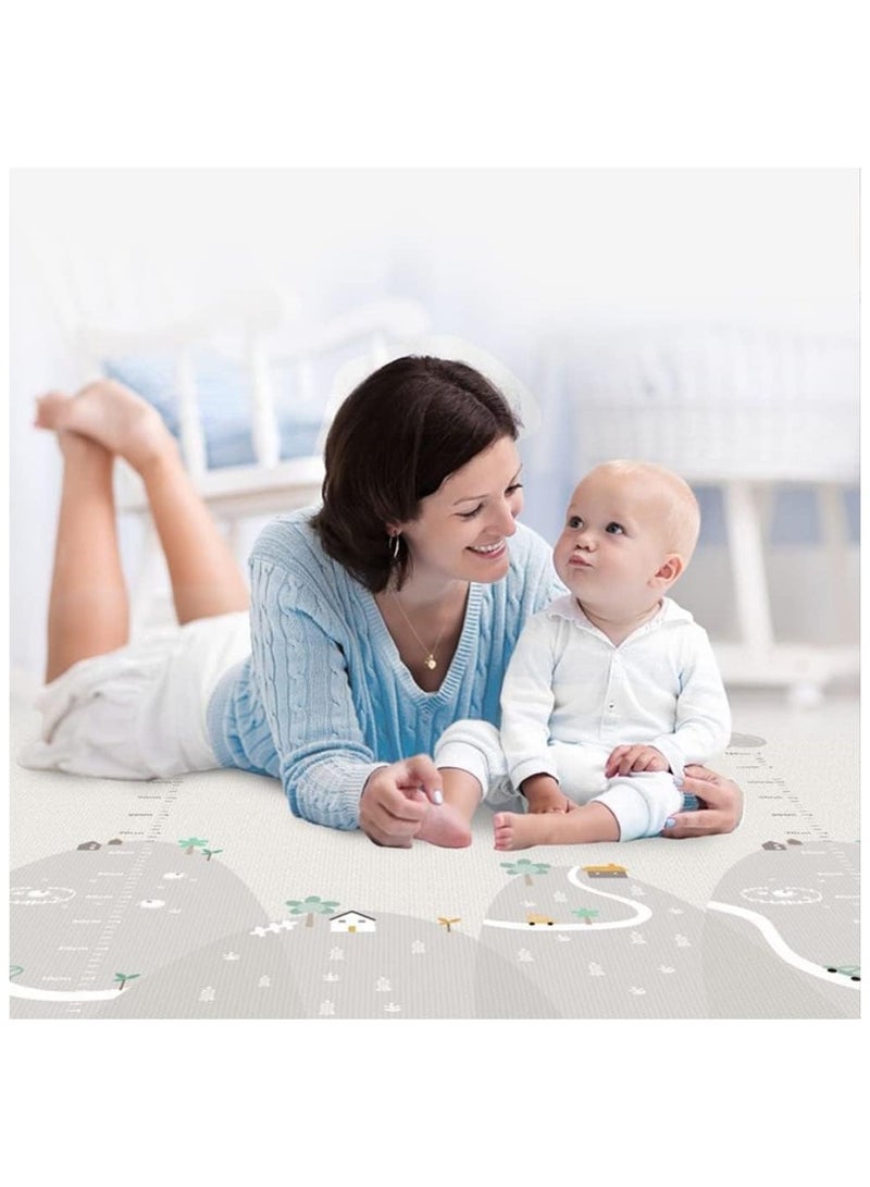 Baby Play Mat, 200 * 180 * 1CM Waterproof Non-Slip Large Reversible Playmat Crawling Mat, Extra Thick Soft Baby Playmats for Playing or Camping Mat Bedroom Living Room Plush Carpet Area (B) - Image 5