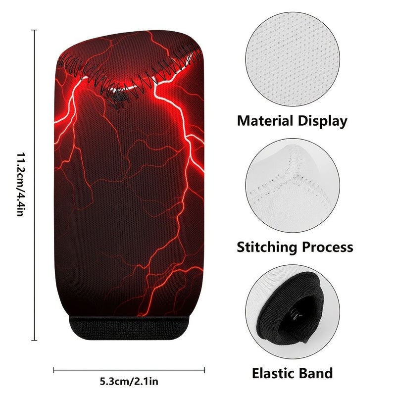 1pc Gear Shift Knob Cover 4.41inch By 2.09inch Red Lightning Crack Printing Spreading Dark Theme Pattern Anti Slip Dust Proof Wear Resistant Easy To Clean For Multiple Car Models Vehicle Interior Decoration - Image 4