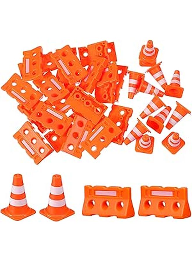 Mini Traffic Signs And Cones Set 24 Pcs Orange Plastic Educational Play For Kids - Image 1