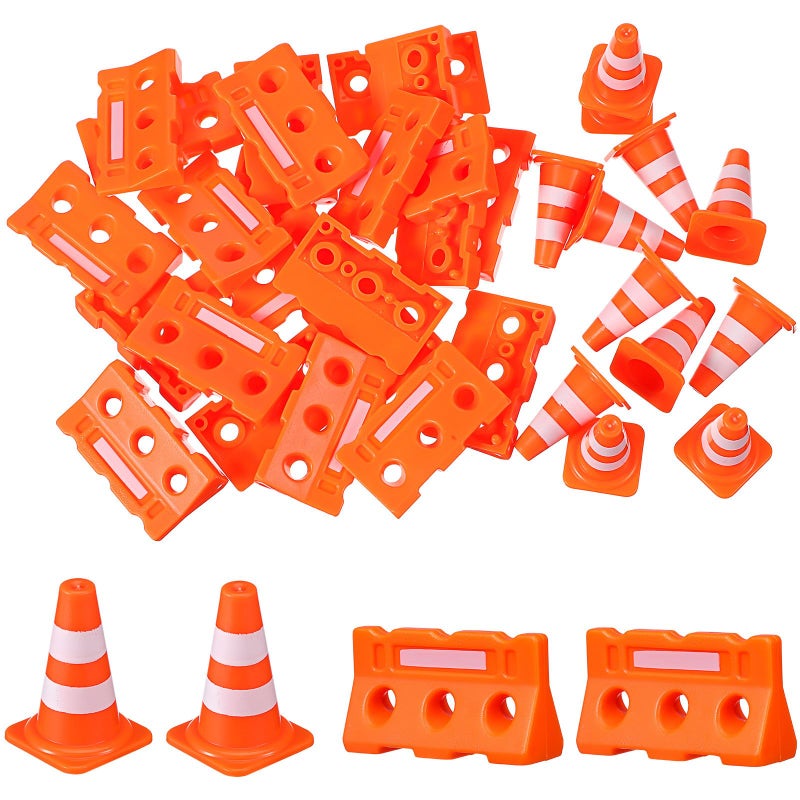 Mini Traffic Signs And Cones Set 24 Pcs Orange Plastic Educational Play For Kids - Image 2