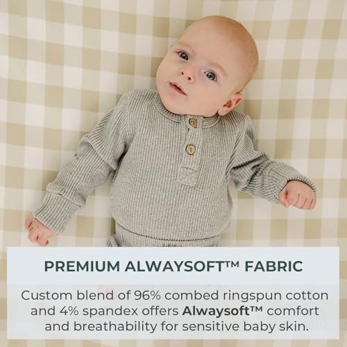 Pobibaby – 2 Pack Crib Sheets for Boys, Premium Fitted Baby Boy Crib Sheets for Standard Crib Mattress – Ultra-Soft Jersey Knit, Safe and Snug, Stylish Design (Gingham Khaki) - Image 2