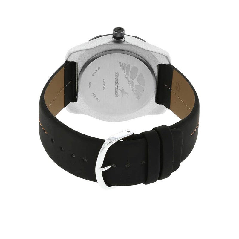 fastrack ساعة جلدية للرجال بقرص فضي فاخر أداء حضري جريء 3015AL01 - Image 4