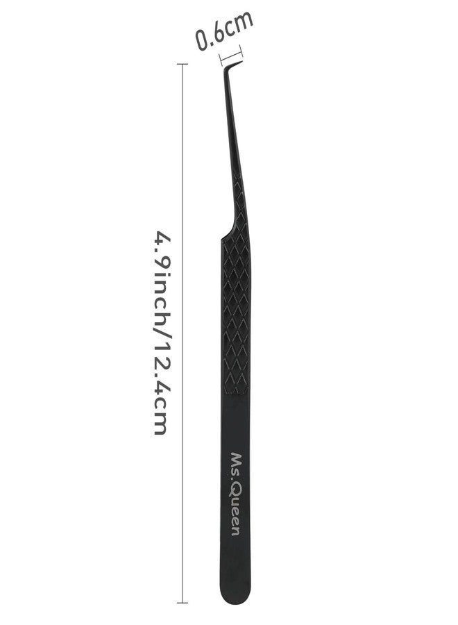Ms.Queen Fiber Tip Tweezers for Lash Extensions, Precision 90 Degree Eyelash Tweezers for Volume & Classic Lashes,Black - Image 5
