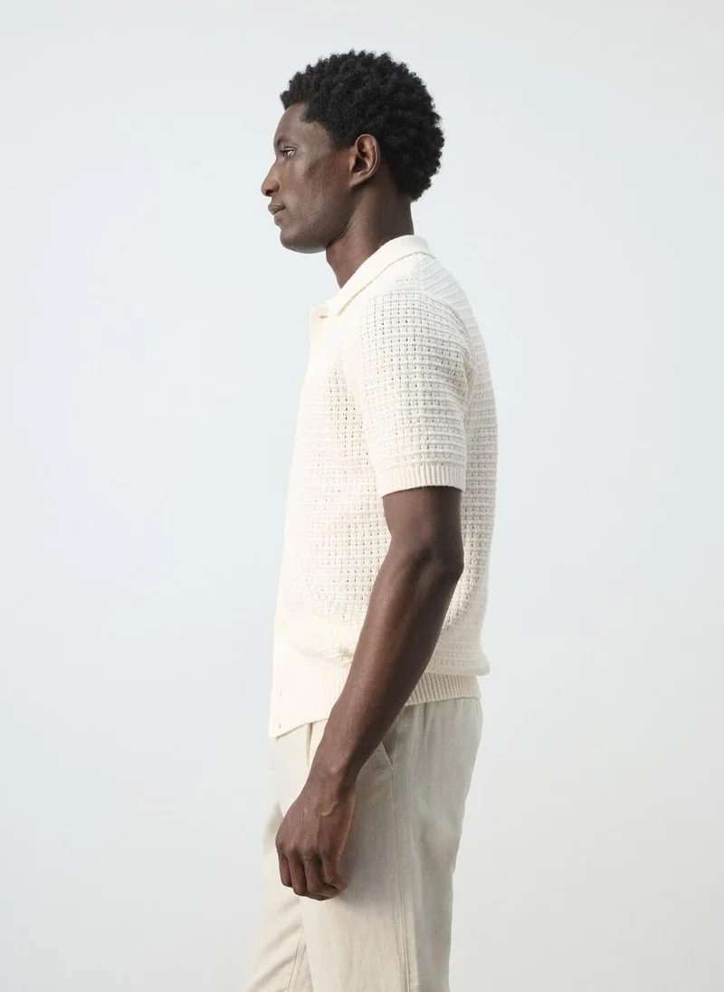 Mango Man  Openwork knitted shirt for Men | Best Price UAE