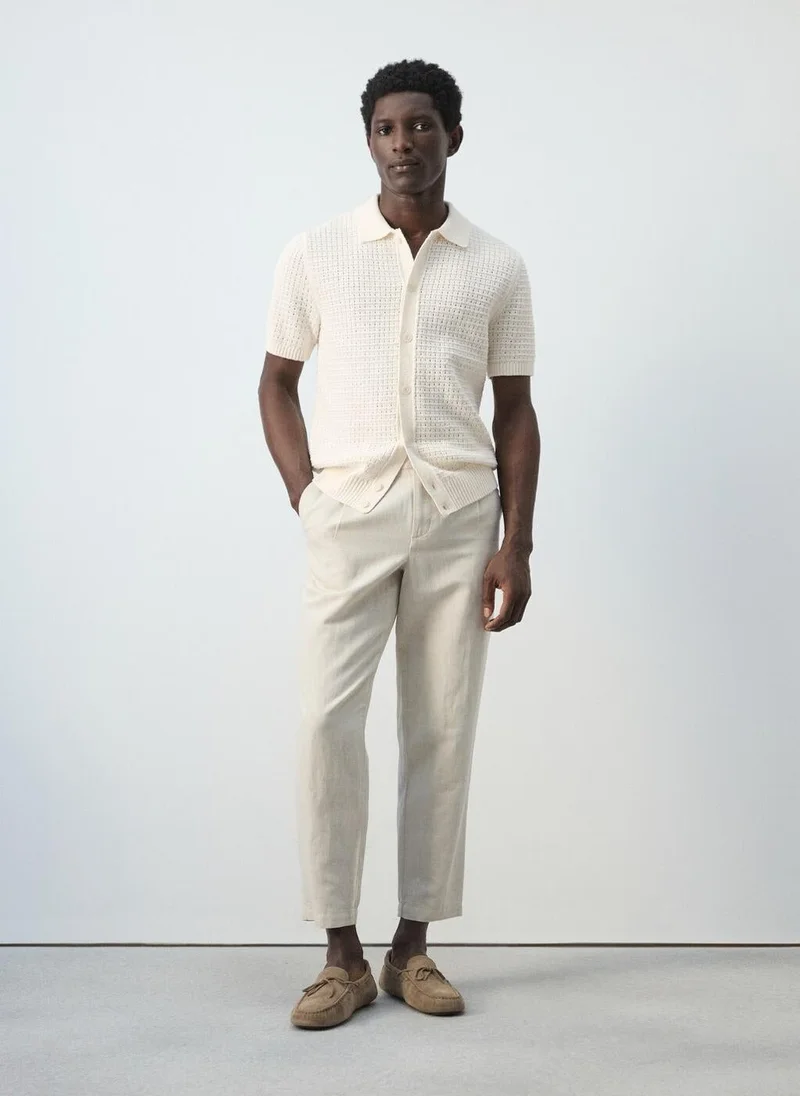 Mango Man  Openwork knitted shirt for Men | Best Price UAE