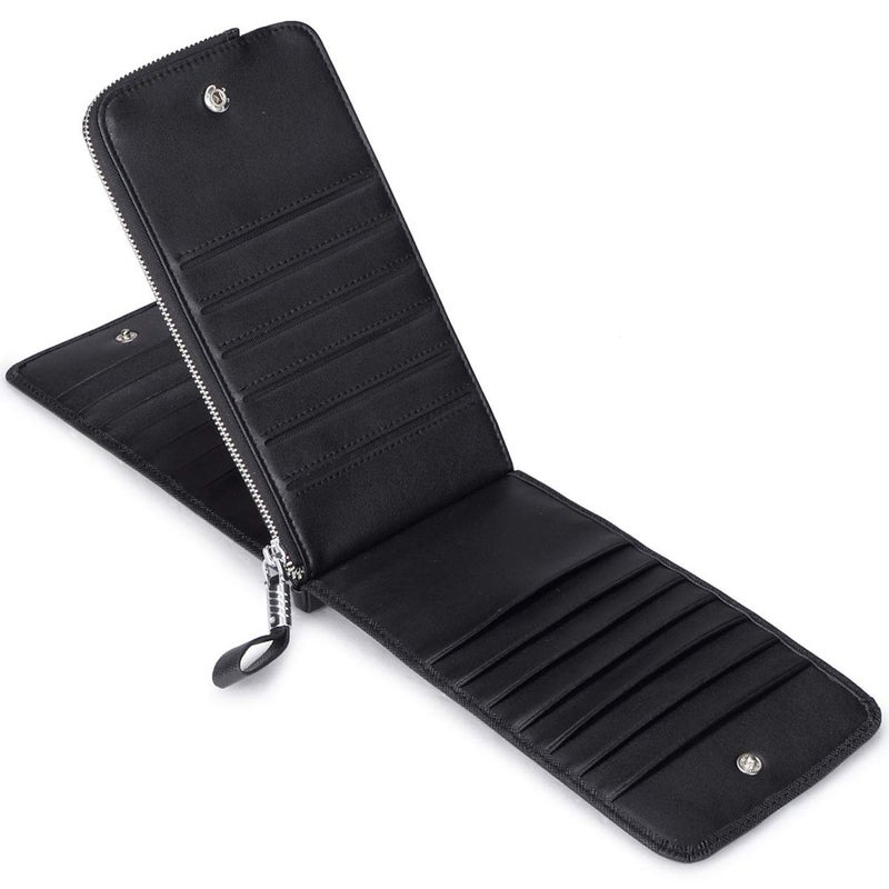 JEEBURYEE Women's Genuine Leather Multi Credit Card Holder Wallet RFID Blocking Long Bifold Clutch Wallet Ladies Purse with Zipper Pocket Black - Image 4