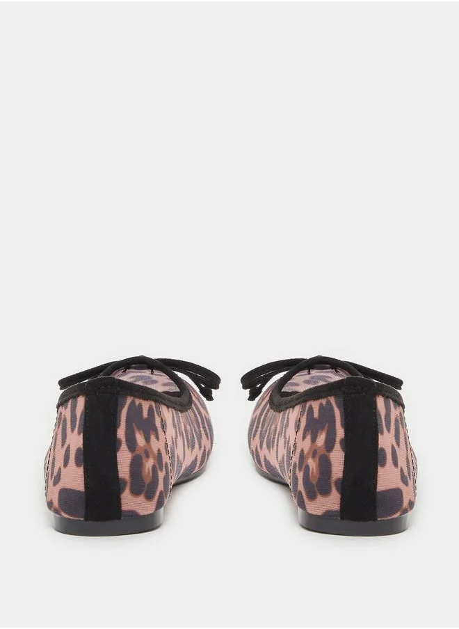 Styli Animal Print Pointed Toe Ballerina