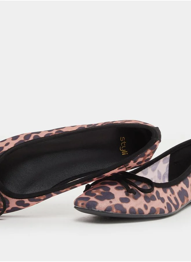 Styli Animal Print Pointed Toe Ballerina