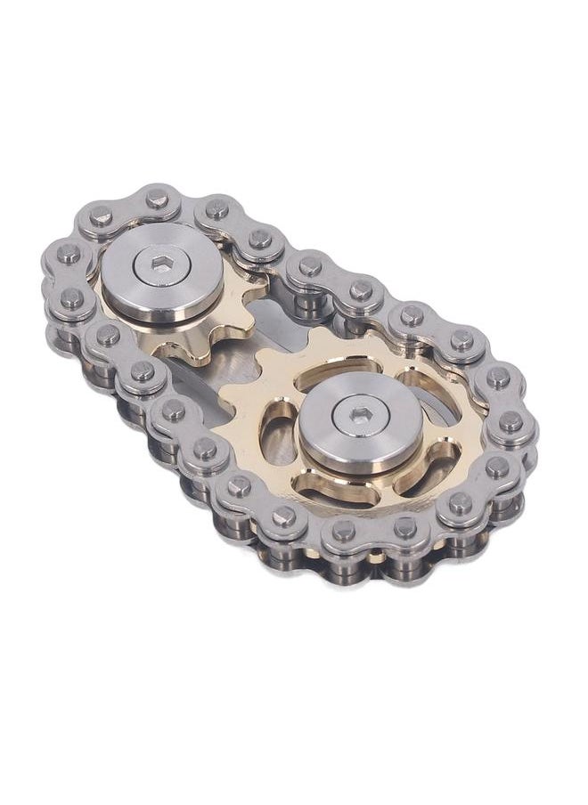 Thoraya - Metal Sprockets Chains Decompression Toy Stress Relief Keep Focusing Fingertip Bike Chain Gears Sensory Toy Gold Silver - Image 1