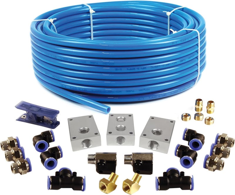 Primefit Primefit PCKIT26 Air Piping System 26Piece Air Push to Connect Kit with 12Inch OD  38 ID x 100Feet TPEE Tubing  - Image 1