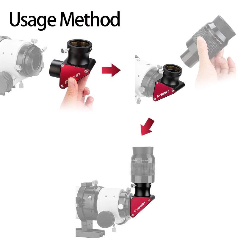 SVBONY SVBONY SV188P Dielectric Mirror Star Diagonal, 90 Degree Mirror Diagonal, 99% Reflectivity Dielectric Coatings with Brass Compression Rings (1.25 inch) - Image 3