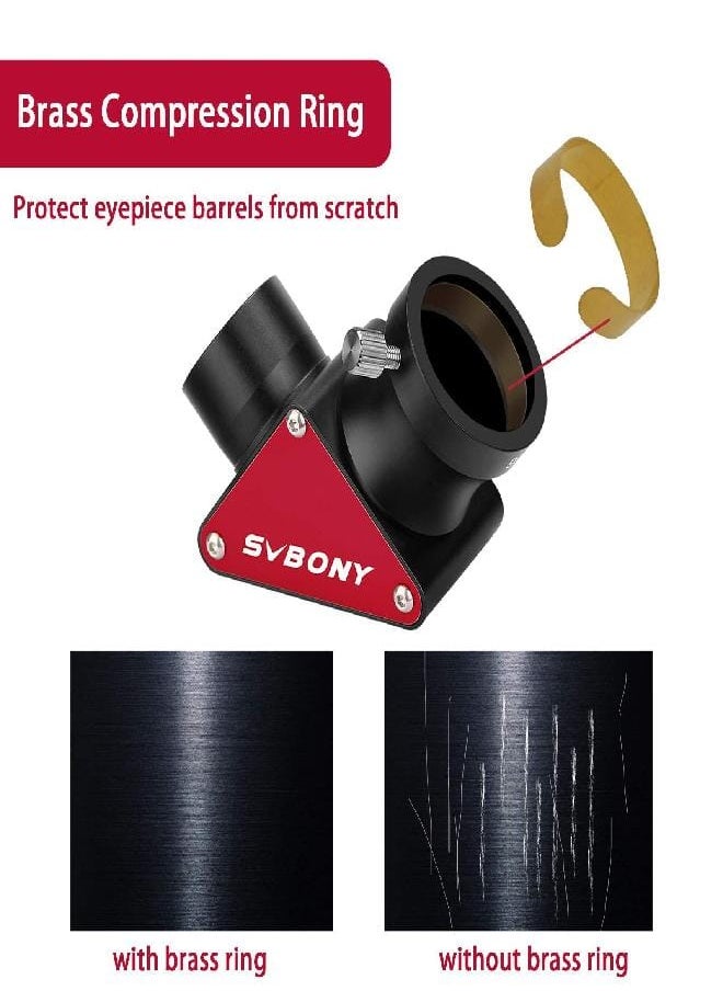 SVBONY SV188P Dielectric Mirror Star Diagonal, 90 Degree Mirror Diagonal, 99% Reflectivity Dielectric Coatings with Brass Compression Rings (1.25 inch)  - Image 4