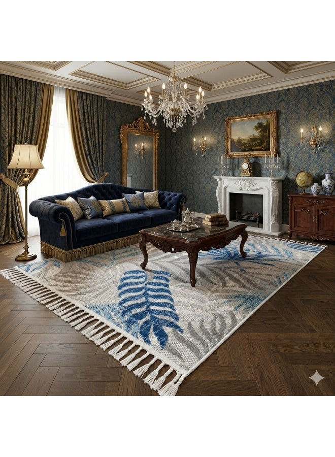 بديل سجاد مودرن 3D - تصميم أوراق شجر استوائية - مقاس 160×230 سم - ظهر مانع للانزلاق وقابل للغسيل - Image 2